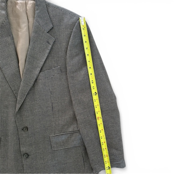 Vintage Chaps by Ralph Lauren Houndstooth Blazer 42R Silk Wool Blend Y2K Canada - Picture 6 of 12